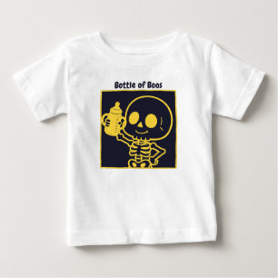 Camiseta Para Bebê Garrafa de Boos Bebê Esqueleto Fofo de Halloween