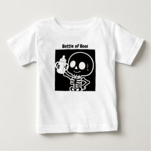 Camiseta Para Bebê Garrafa de Boos Bebê Esqueleto Fofo de Halloween