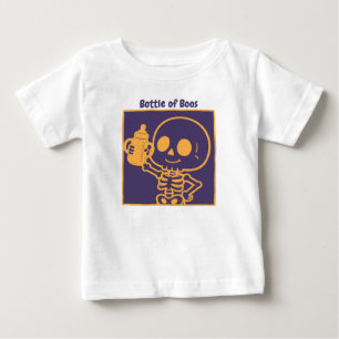 Camiseta Para Bebê Garrafa de Boos Bebê Esqueleto Fofo de Halloween