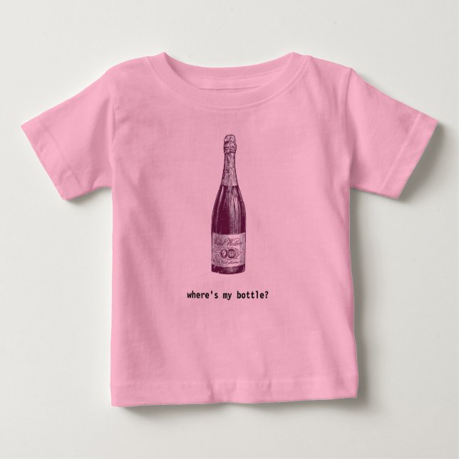 Camiseta Para Bebê garrafa de vinho - onde está a minha garrafa? (Frente)