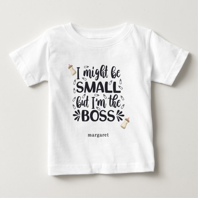 Camiseta Para Bebê Garrafas de bebês personalizadas Eu posso ser PEQU (Frente)
