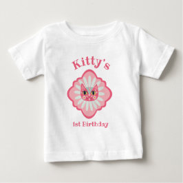 Camiseta Para Bebê Gata Daisy Kitty rosto 1º aniversário