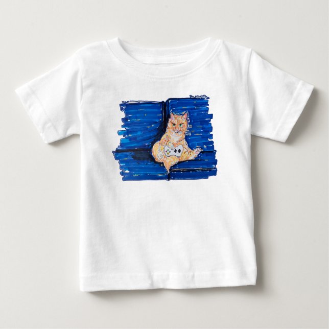 Camiseta Para Bebê Gata Gamer Gengibre (Frente)