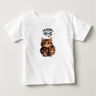 Camiseta Para Bebê Gata Mamãe Adorável com Gatinhos – Família de Gato