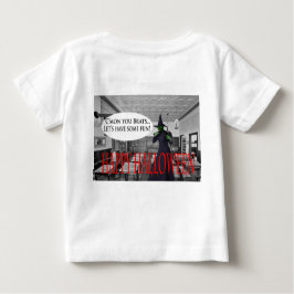 Camiseta Para Bebê gatinha felicidade de bruxa de halloween