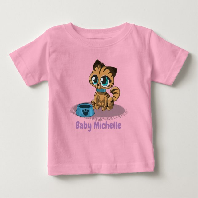 Camiseta Para Bebê Gatinho Adorável e Panda Cub Gráfico (Frente)