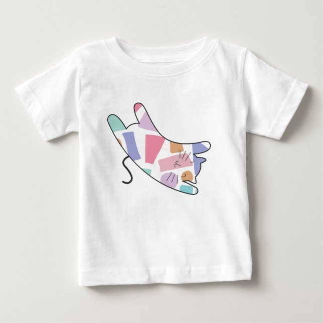 Camiseta Para Bebê Gatinho arco-íris (Frente)