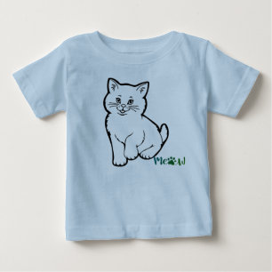 Camiseta Para Bebê Gatinho azul