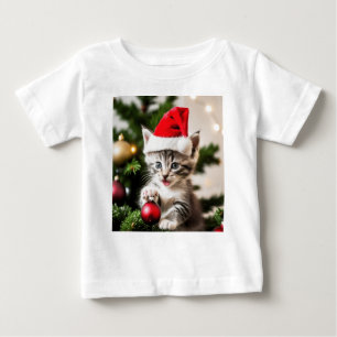 Camiseta Para Bebê Gatinho Bonito brincando com Gato de Árvore de Nat