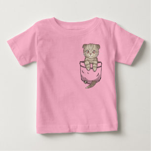 Camiseta Para Bebê Gatinho bonito do gato da dobra do Scottish do