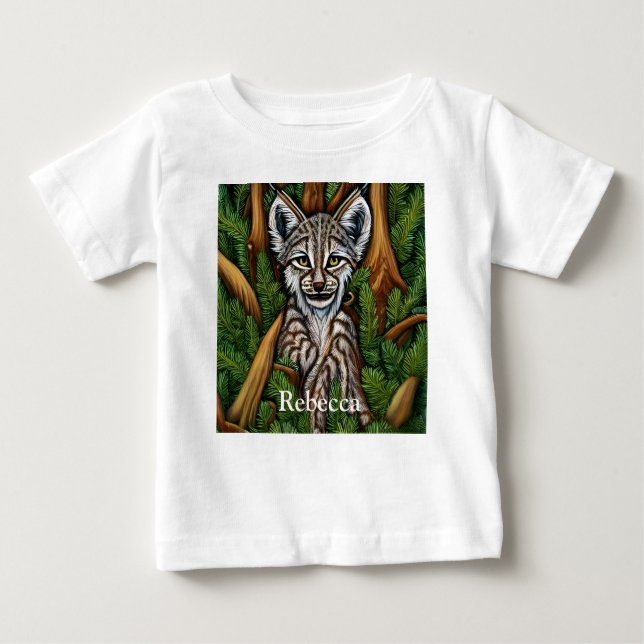 Camiseta Para Bebê Gatinho bonito e adorável do Lynx (Frente)
