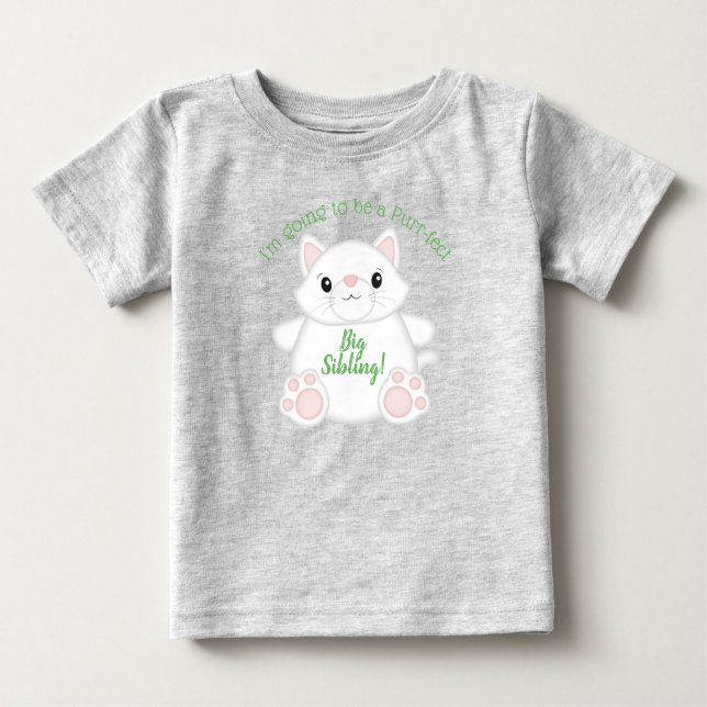Camiseta Para Bebê Gatinho de Chá de fraldas de Cat (Frente)