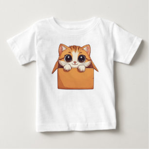 Camiseta Para Bebê Gatinho de Desenho Adorável Com Olhos Grandes