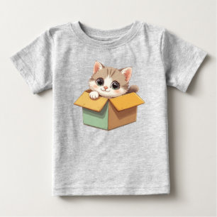 Camiseta Para Bebê Gatinho de desenho animado adorável com olhos gran