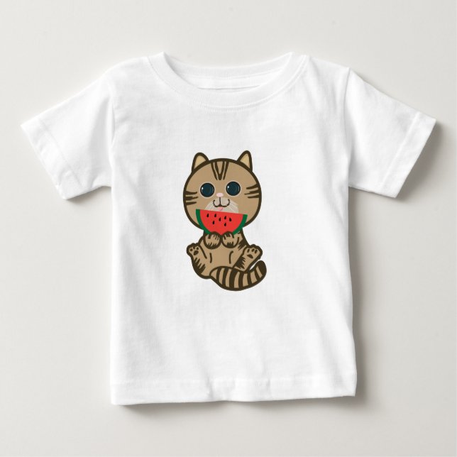 Camiseta Para Bebê gatinho e melancia (Frente)