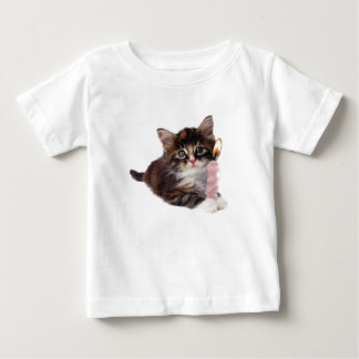 Camiseta Para Bebê gatinho e uma vela de aniversário rosa