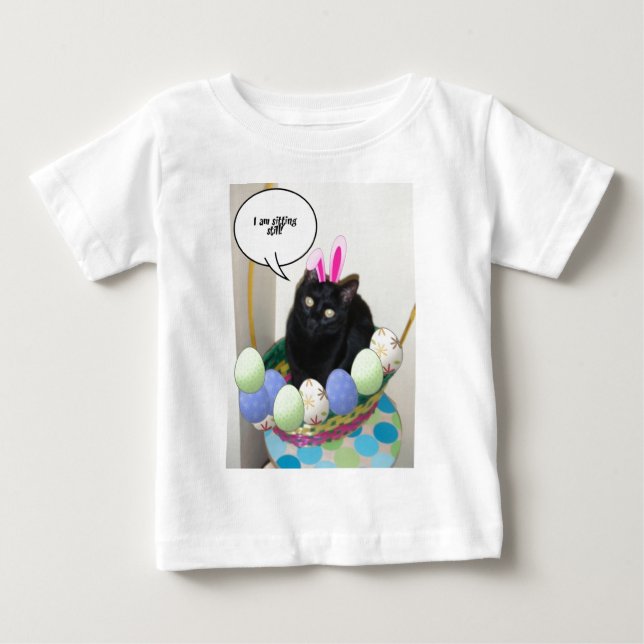 Camiseta Para Bebê Gatinho felz pascoa (Frente)