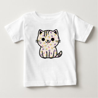 Camiseta Para Bebê Gatinho floral bonito