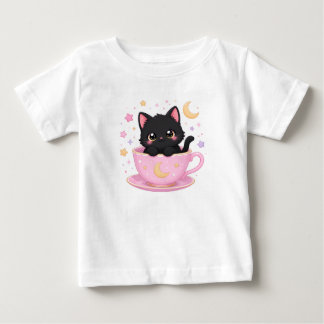 Camiseta Para Bebê gatinho fofo na xícara