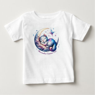 Camiseta Para Bebê Gatinho Fofo Personalizado Dormindo em uma Meia Lu