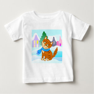 Camiseta Para Bebê gatinho gengibre alegre no estilo cartoon