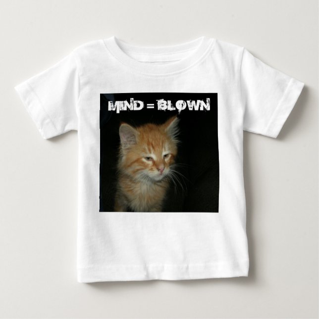 Camiseta Para Bebê Gatinho "MIND = BLOWN" Criança T-Shirt (Frente)