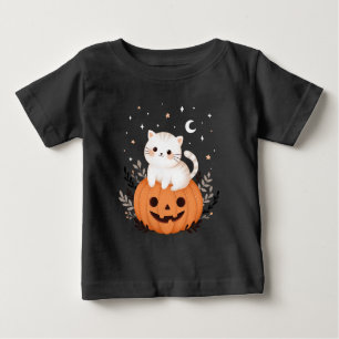 Camiseta Para Bebê Gatinho Moderno Bonito No Halloween De Pumpkin