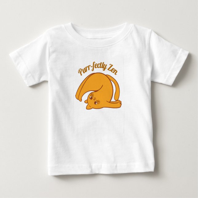 Camiseta Para Bebê Gatinho Purfect Yoga Cat Todler (Frente)