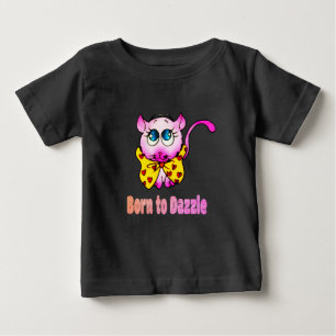 Camiseta Para Bebê Gatinho Rosa Fofo - Nascido para Deslumbrar Arte