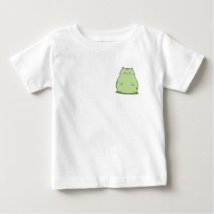 Camiseta Para Bebê Gatinho Verde Gordo de Matcha