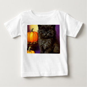 Camiseta Para Bebê Gatinho Vintage de Halloween