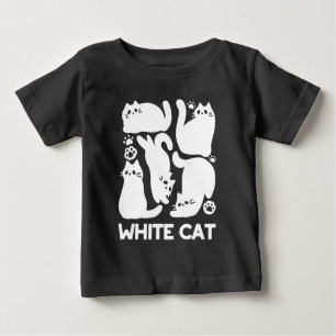 Camiseta Para Bebê Gatinhos Brancos Silhuettes - Design de Felinos Co