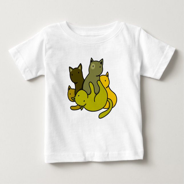 Camiseta Para Bebê Gatinhos de oliveira (Frente)