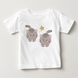 Camiseta Para Bebê Gatinhos gêmeos bonitos