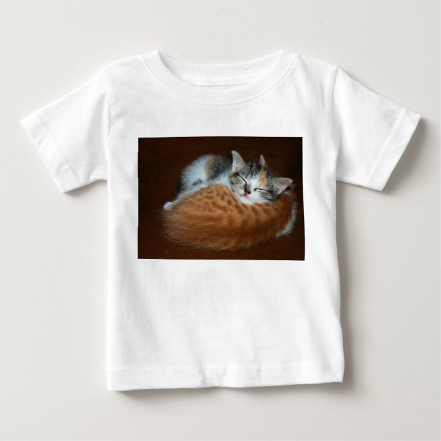 Camiseta Para Bebê Gatinhos macios e sonolentos (Frente)