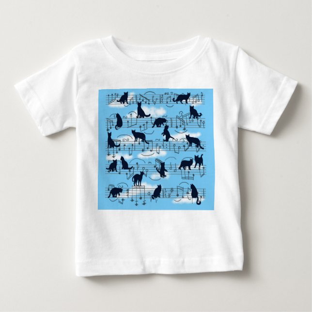 Camiseta Para Bebê gatinhos musicais (Frente)