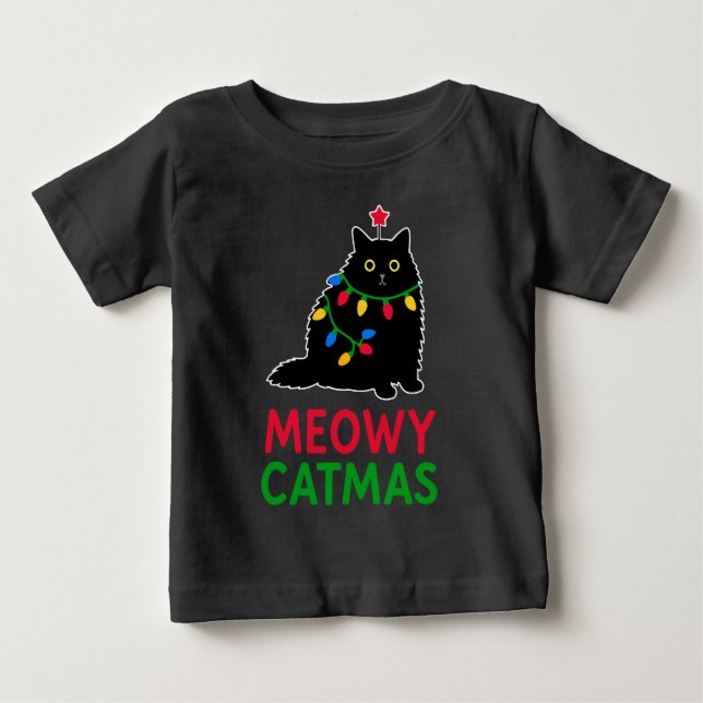 Camiseta Para Bebê Gatnatal Meow (Frente)