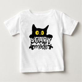 Camiseta Para Bebê Gato Assustado do Modo Assustador do Halloween