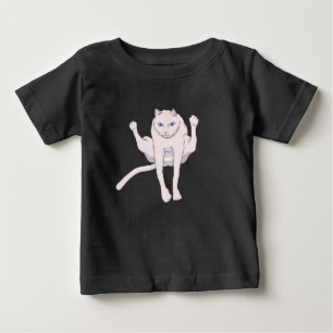 Camiseta Para Bebê Gato atleta branco pulando a bordo