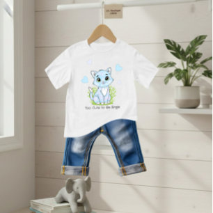 Camiseta Para Bebê Gato azul fofo