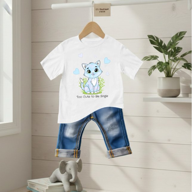 Camiseta Para Bebê Gato azul fofo (Criador carregado)