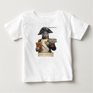 Camiseta Para Bebê Gato Azul Russo Napoleão Bonaparte
