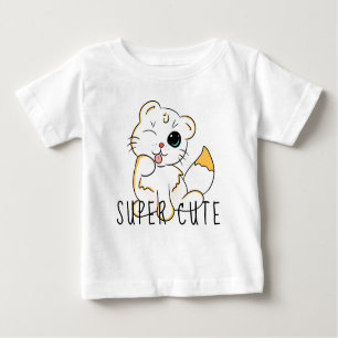 Camiseta Para Bebê Gato Bebê Super Bonito - Topo Do Bebê