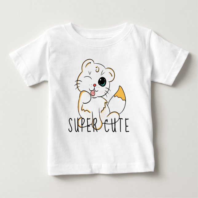 Camiseta Para Bebê Gato Bebê Super Bonito - Topo Do Bebê (Frente)