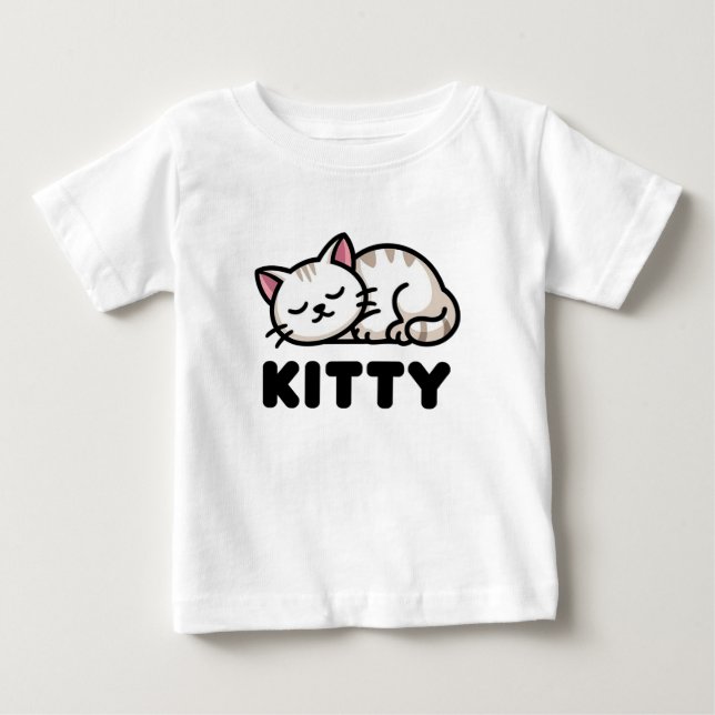 Camiseta Para Bebê Gato bonito (Frente)