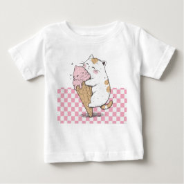 Camiseta Para Bebê Gato bonito com Cone Sorvete