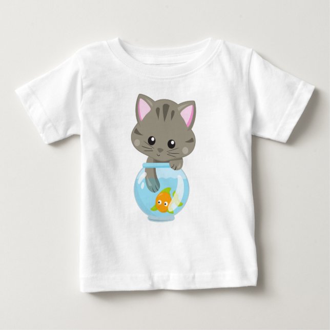Camiseta Para Bebê Gato Bonito, Gato Pequeno, Gatinho, Gatinho, Bolic (Frente)