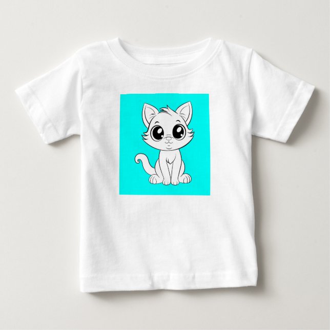 Camiseta Para Bebê Gato Branco Bonito Adorável (Frente)