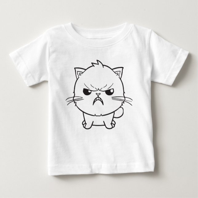 Camiseta Para Bebê Gato bravo bonito cantando. (Frente)