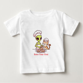 Camiseta Para Bebê Gato Chef Alien Donut Design Kawaii
